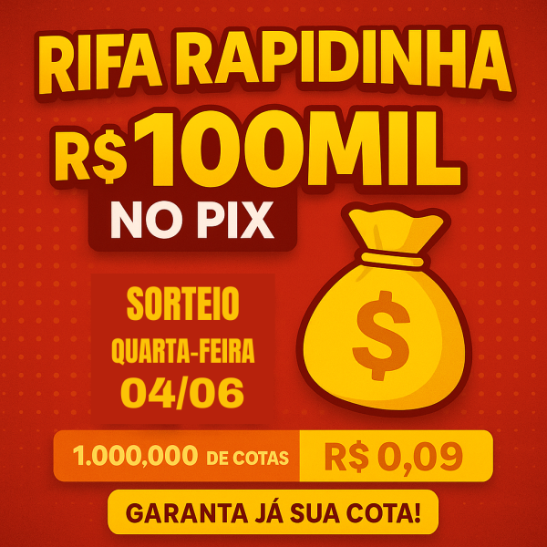⭐️ RAPIDINHA VALENDO 100K NO PIX COM APENAS 1 MILHÃO DE COTAS⭐️